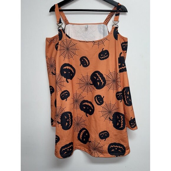 Rose Gal Halloween Dress Womens Plus 3X Orange Black Jack O'lanterns Spider Webs - Picture 1 of 8